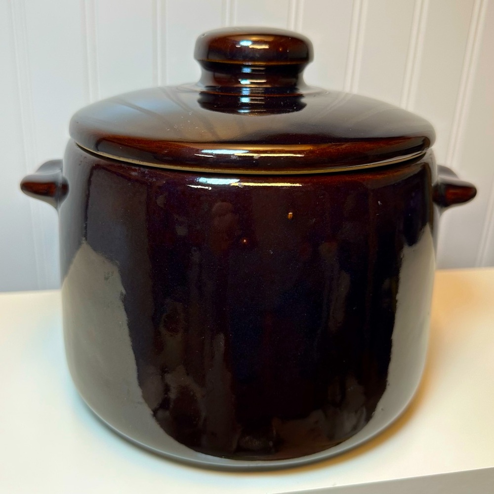 Vintage Brown Pottery Bean Pot or Crock by West Bend